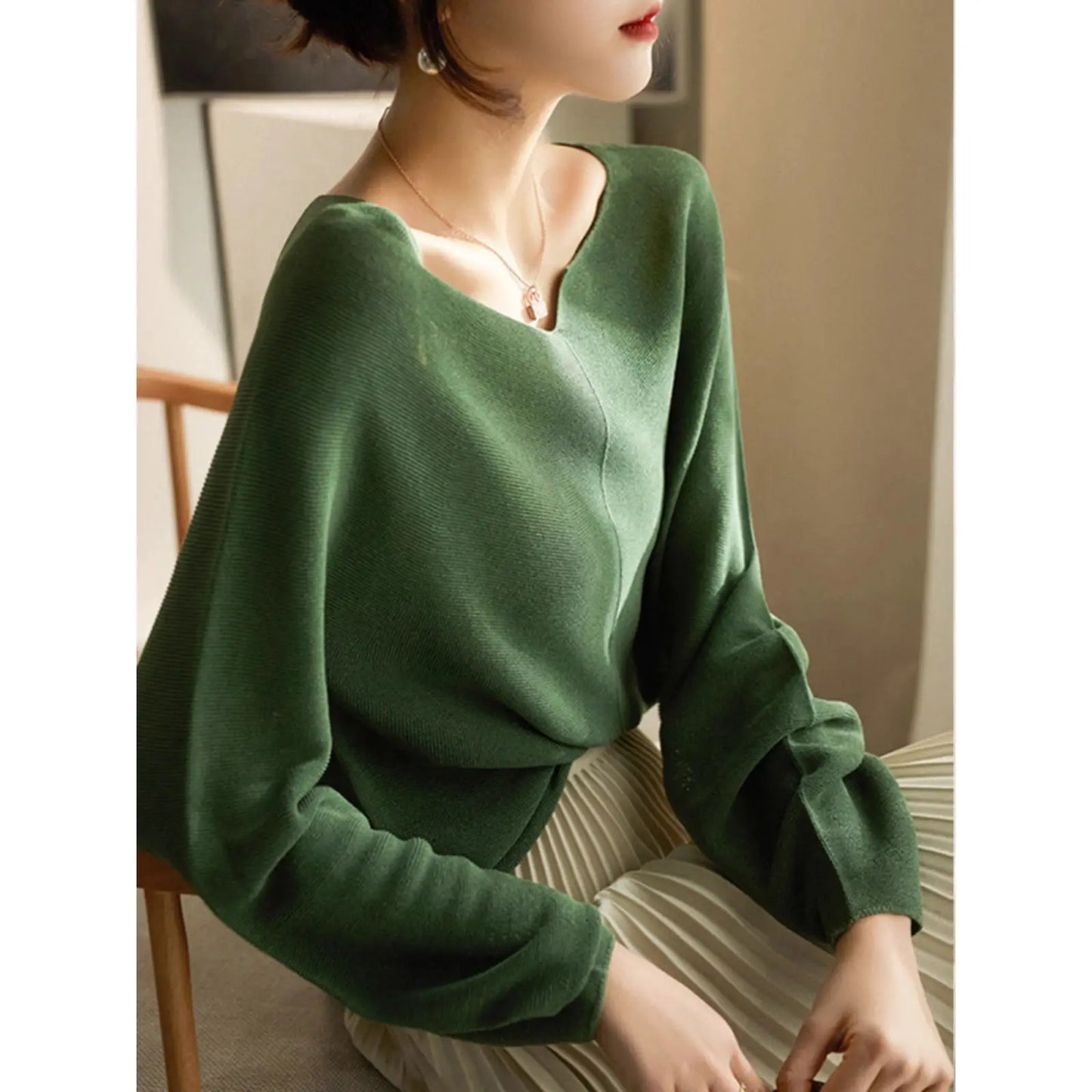 | Draped Knit Sweater Top