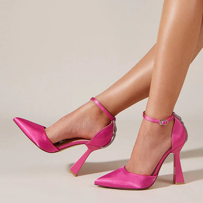 Rhinestone Satin High Heel Party Prom Sandals for Women