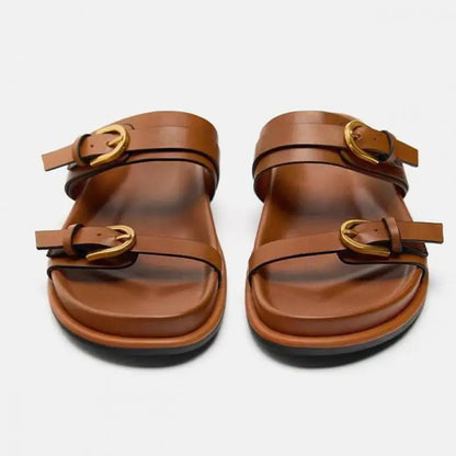 | Leather Slides with Buckle