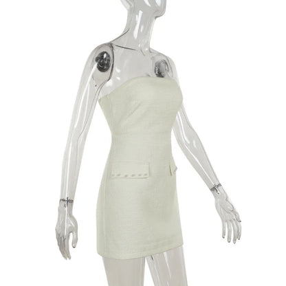 Pearl Long Sleeve Coat And Mini Strapless Dress Sets