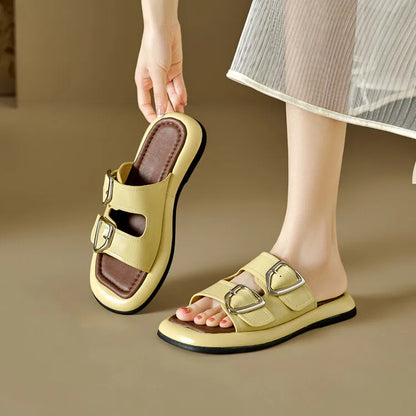| Twin-Buckle Slide Sandals