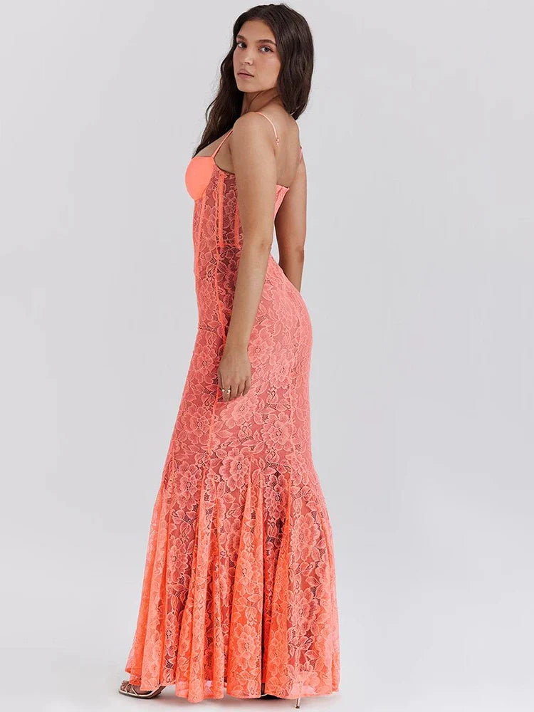 Floral Lace Spaghetti Strap Bodycon Dress