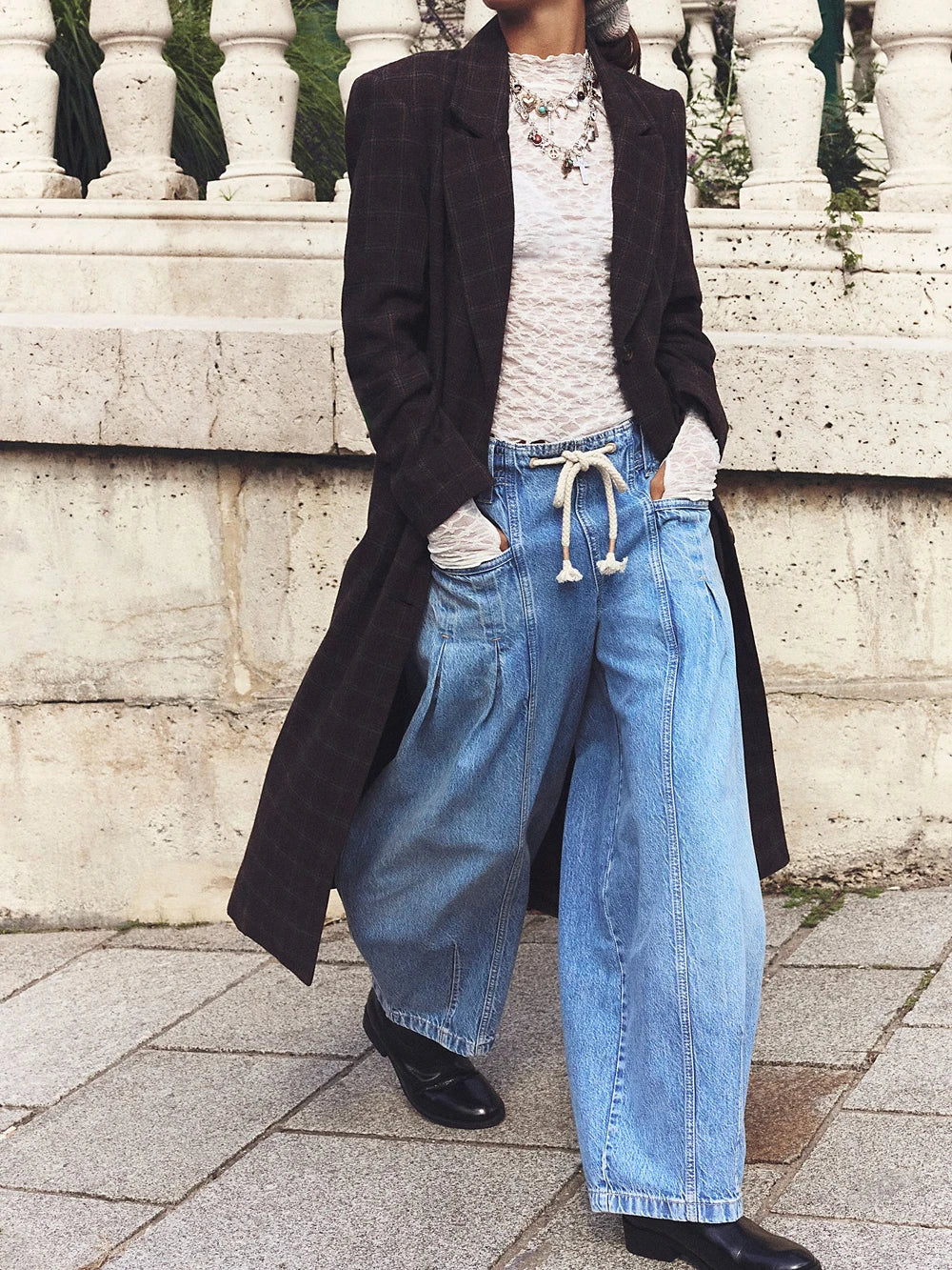 | Drawstring Denim Pants