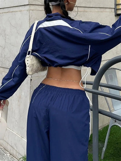 Colorblock Drawstring Wide Pant
