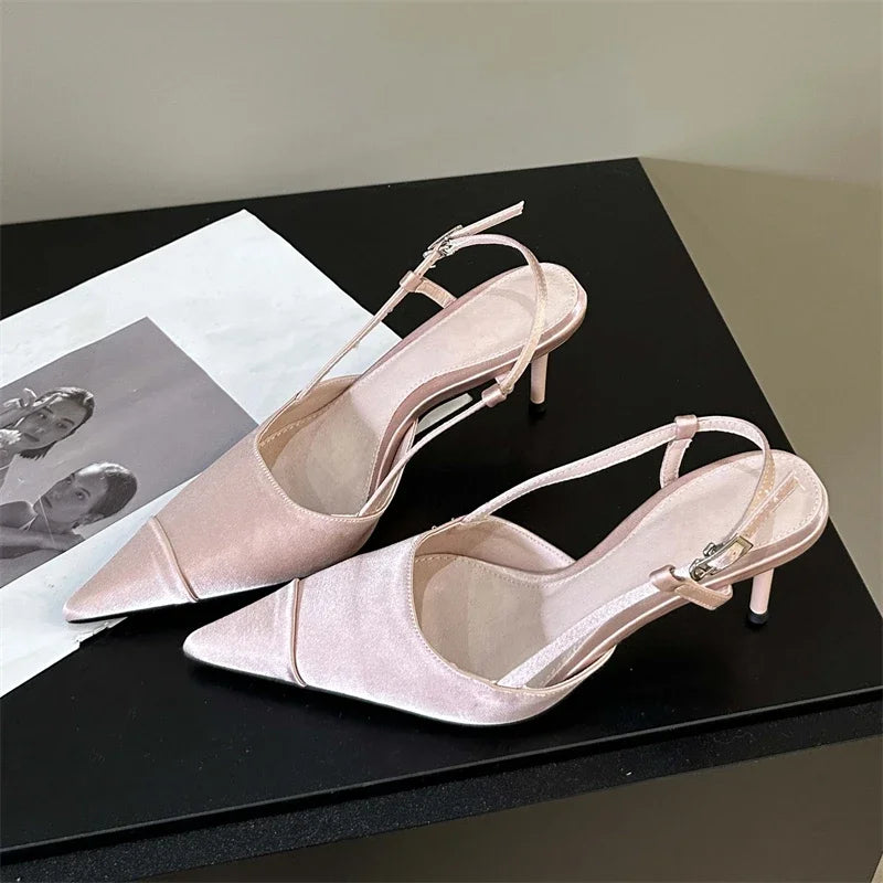 Spring Buckle Strap Women Pumps Sandals with Thin Heels