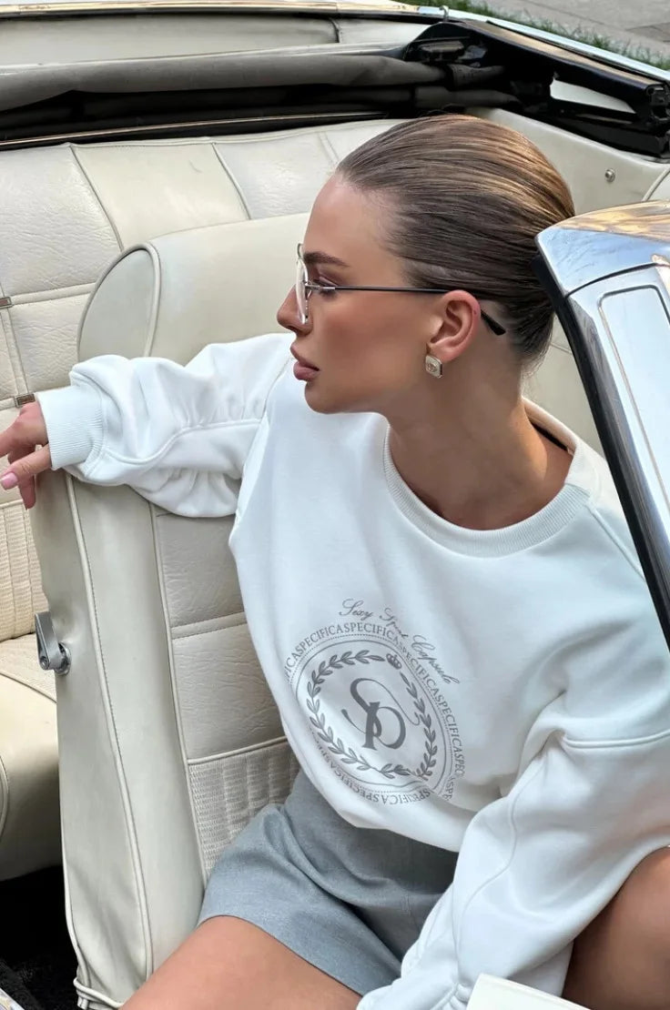 Spring new European and American women's sweatshirt, a laid-back American letter print short round-neck top for ladies