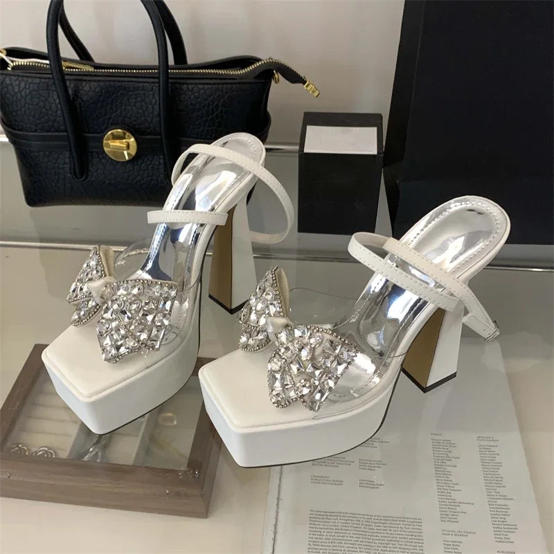 PVC Transparent Butterfly-knot Open Toe Women Sandals for Summer Fashion