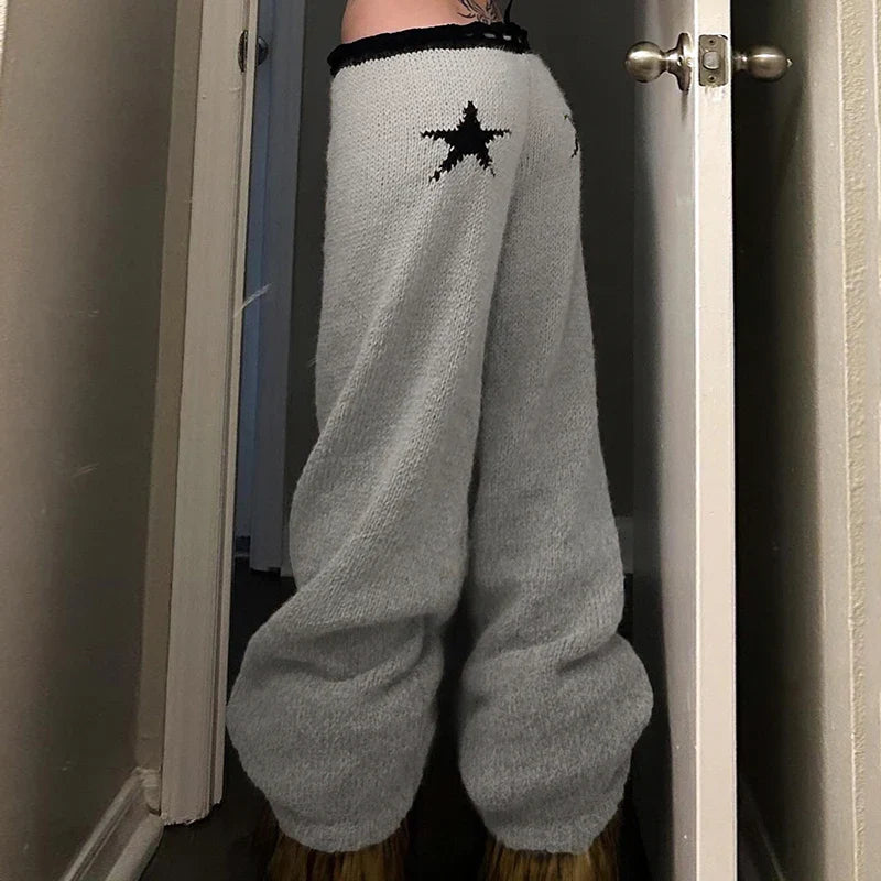 Star Pattern Knit Flared Pant