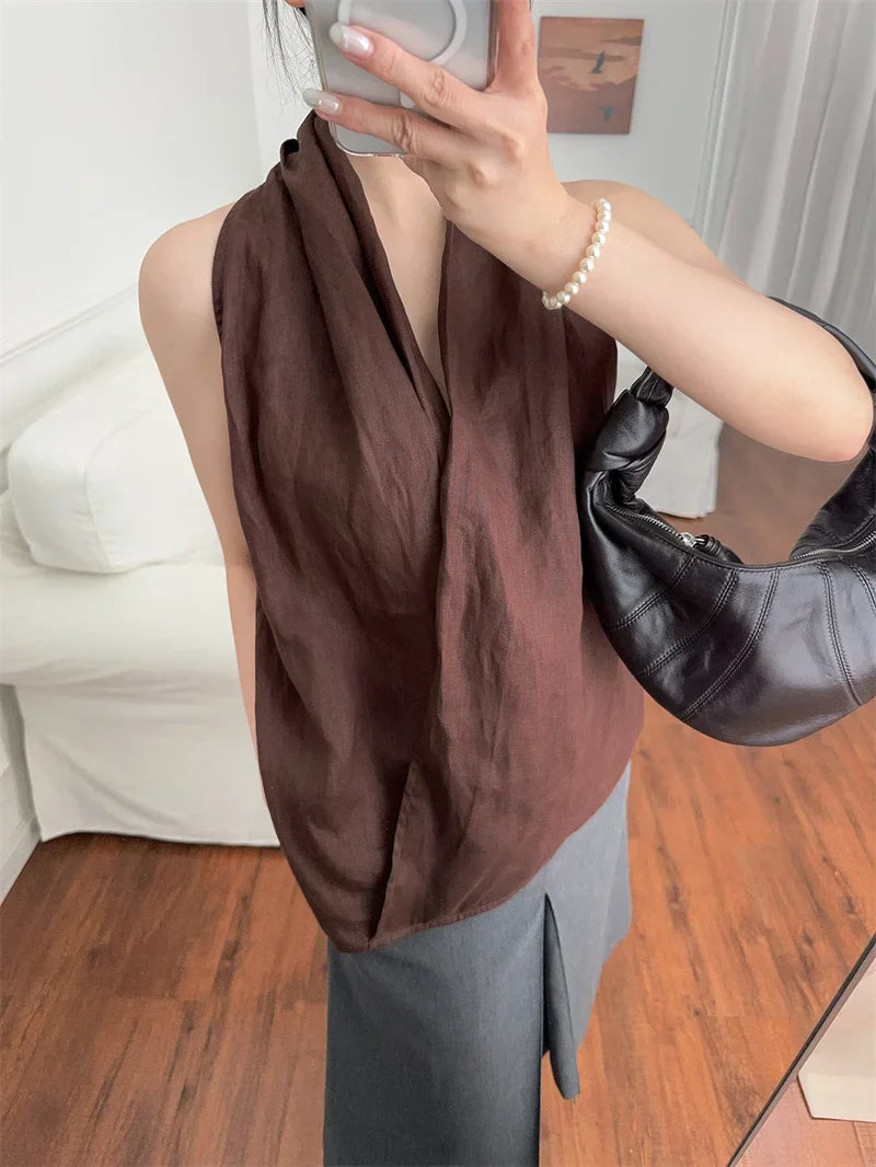| Drape Linen Vest