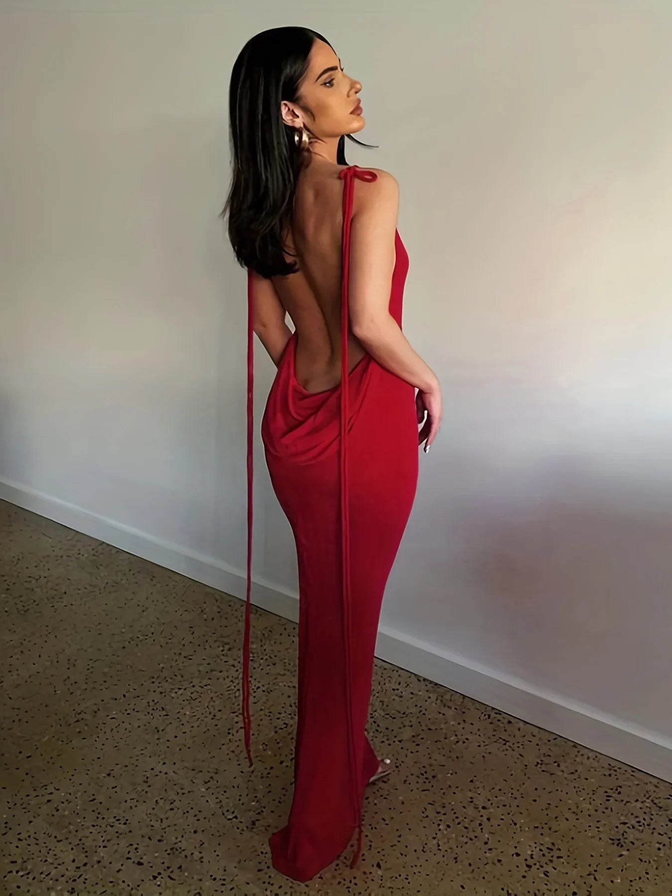 Strapless Hang Neck Sexy Maxi Dress