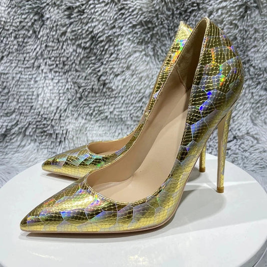 Crocodile Effect Pointy Toe High Heel Shoes for Women