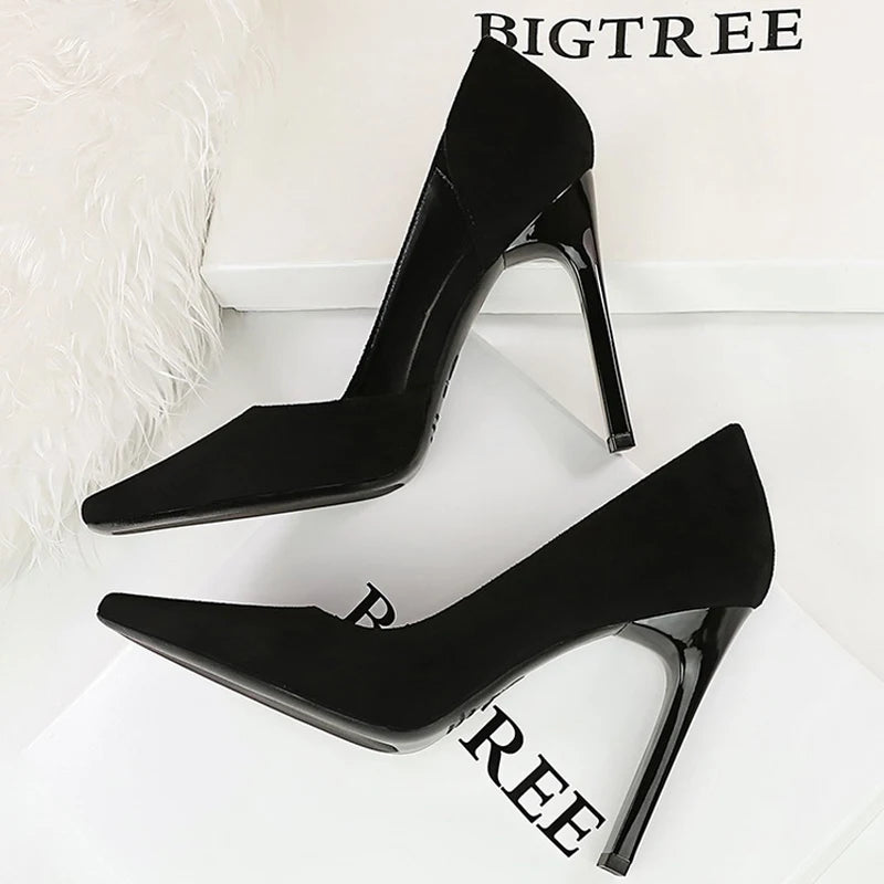 Square Head Women Pumps with 10.5 Cm Block Heels