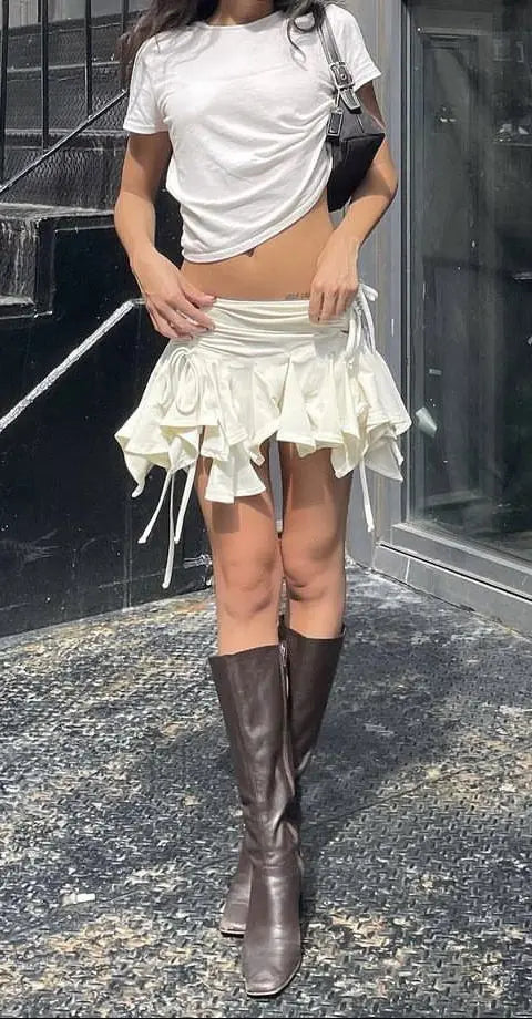 Gothic Drawstring Ruched Mini Skirt
