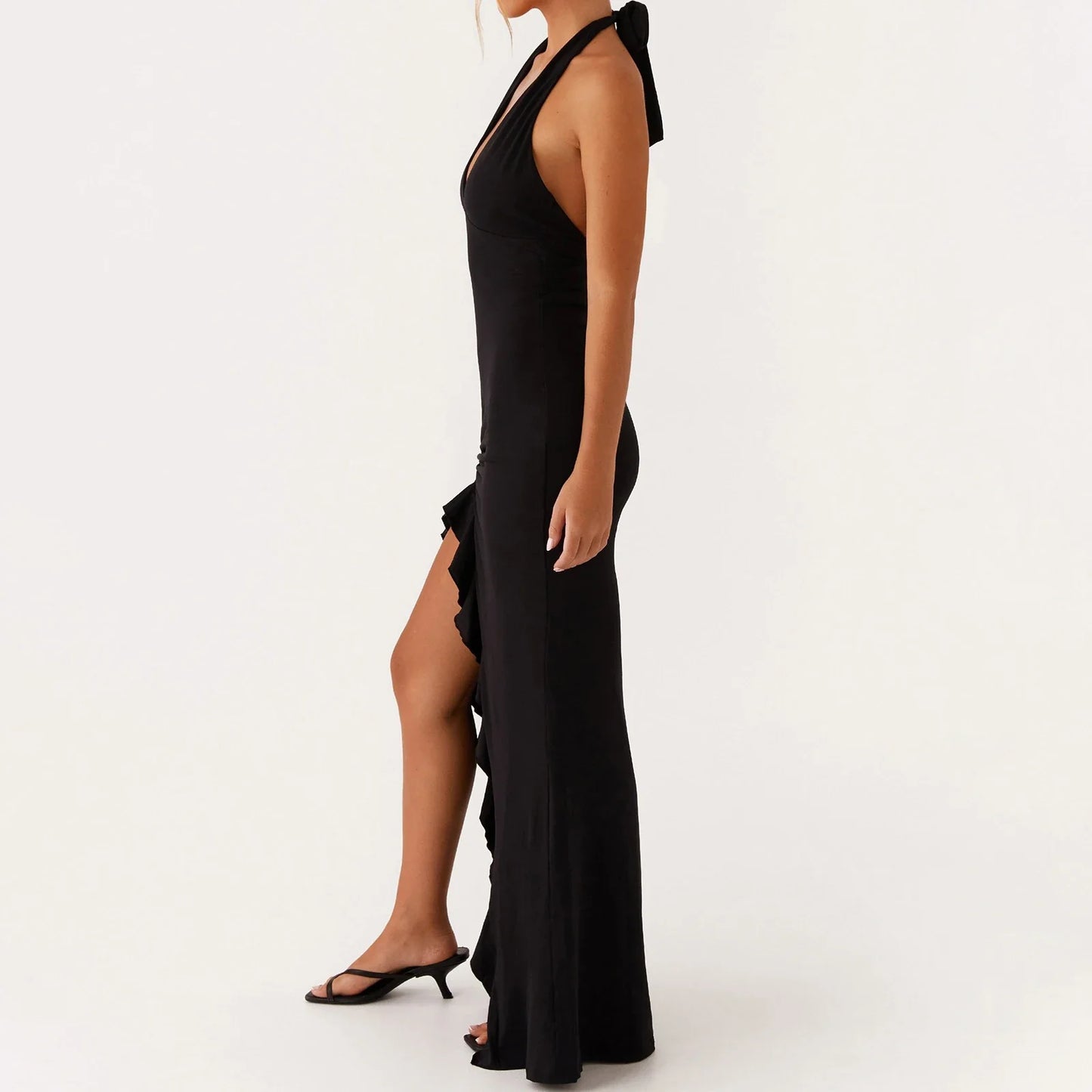 Lace Halter V-Neck Slim So Bodycon Dress