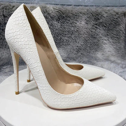 Mint Green Crocodile Effect Pointy Toe High Heel Shoes for Women