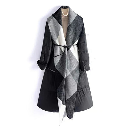 | Wool-Panel Down Coat