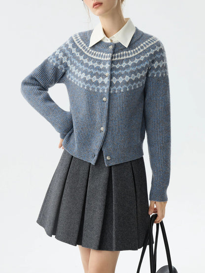 Vintage Jacquard Knit Winter Cardigan