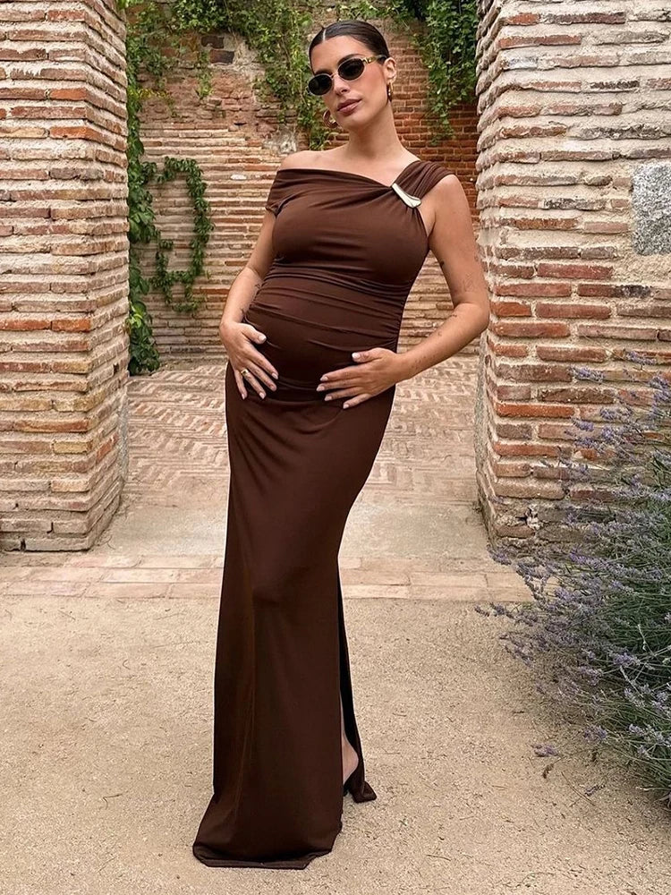 Off Shoulder Metal Patchwork Prom Dress