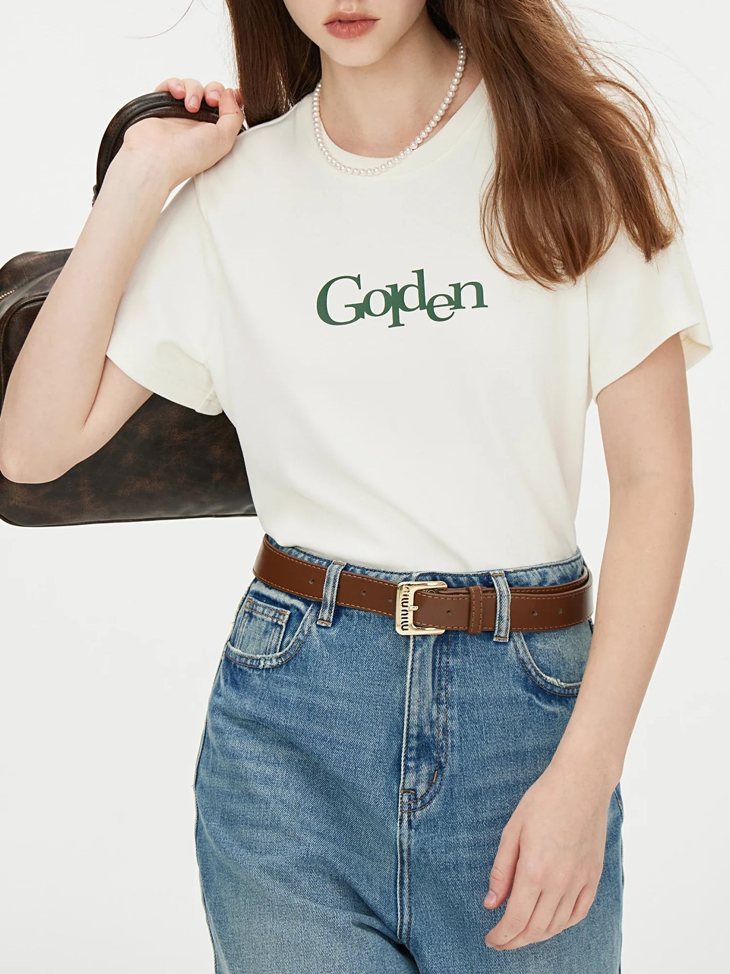 Letter Printed Shoulder Casual T-shirt