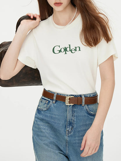 Letter Printed Shoulder Casual T-shirt