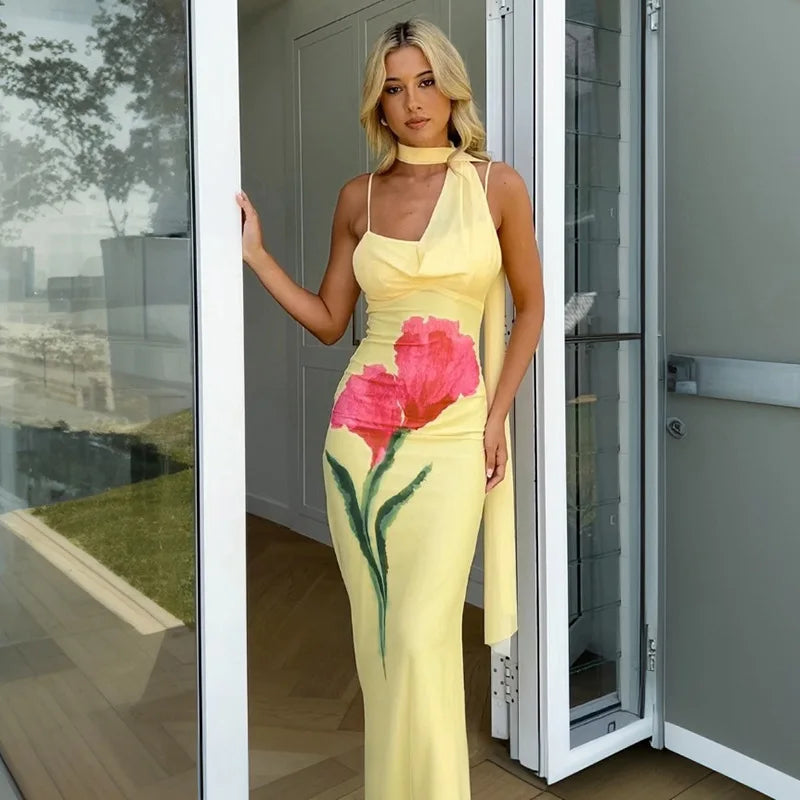 Slim Floral Fishtail Cami Vacation Dress