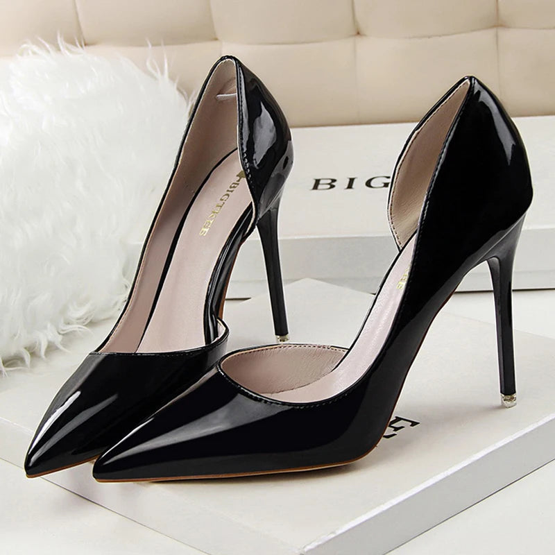 Patent Leather High Heel Stiletto Party Shoes for Women in Office Career