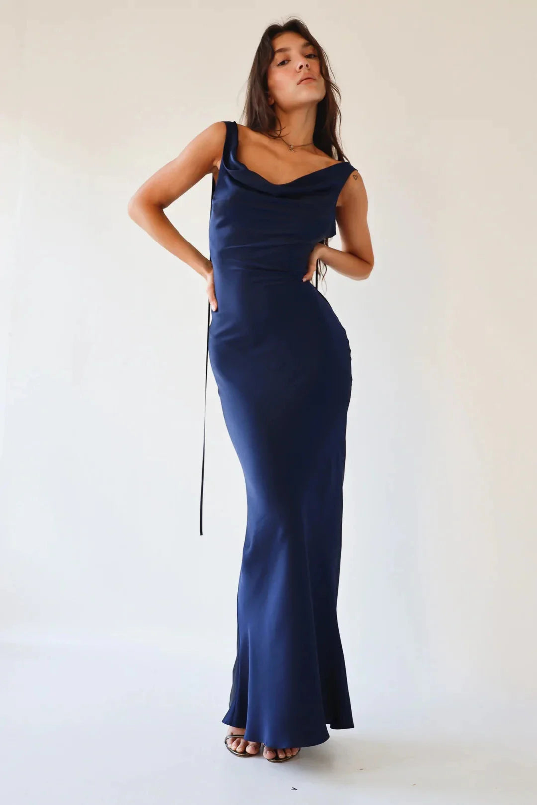 Satin Lace Spaghetti Strap Bodycon Dress