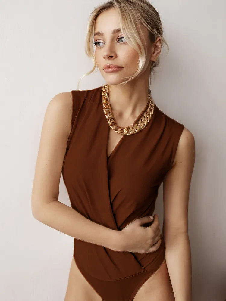 | Sleeveless Cross Neck Bodysuit