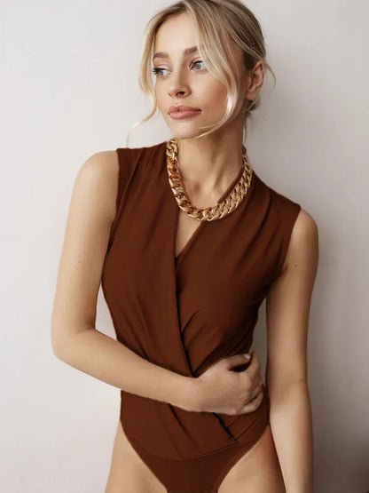 | Sleeveless Cross Neck Bodysuit