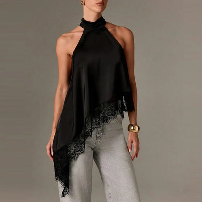 Gracie Lace Trim Halter Top