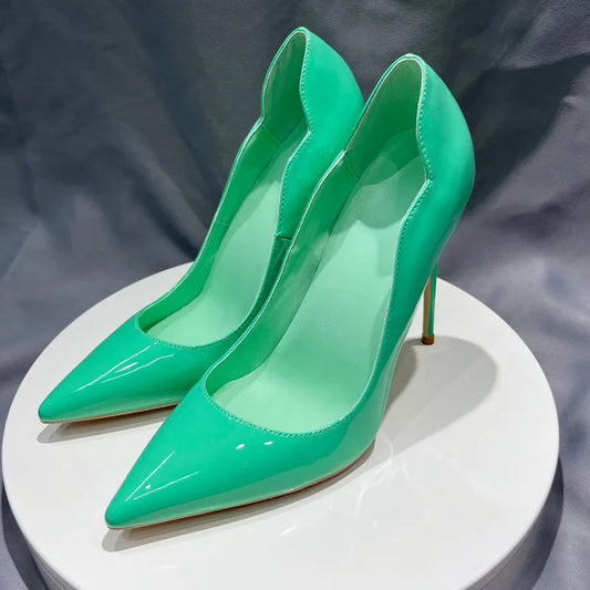 Green Patent Pointy Toe High Heel Dress Shoes