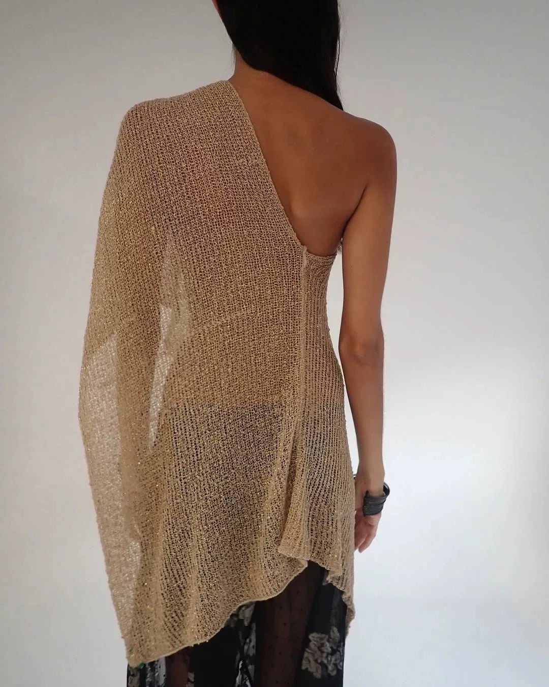 Gold Hollow Halter Knit Top