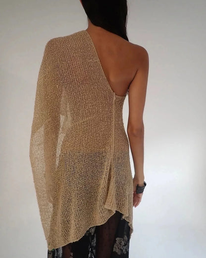 Gold Hollow Halter Knit Top