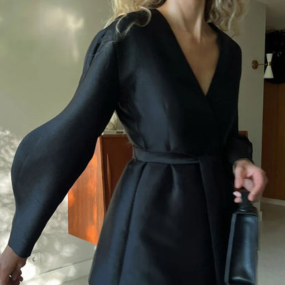 Bandage V Neck Loose Cardigan Coat