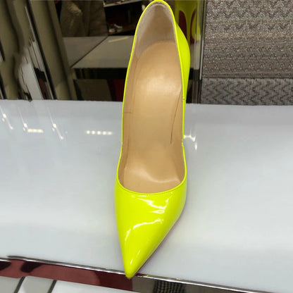 Green Patent Pointy Toe High Heels for Elegant Women