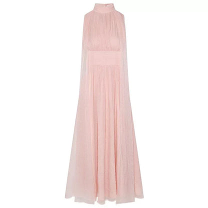 Ribbon Sleeveless Pleated Solid Long Dress