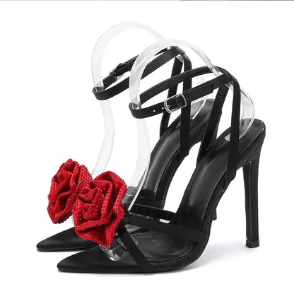 Crystal Flower Women's Thin High Heels Gladiator Sandals - 11.5CM