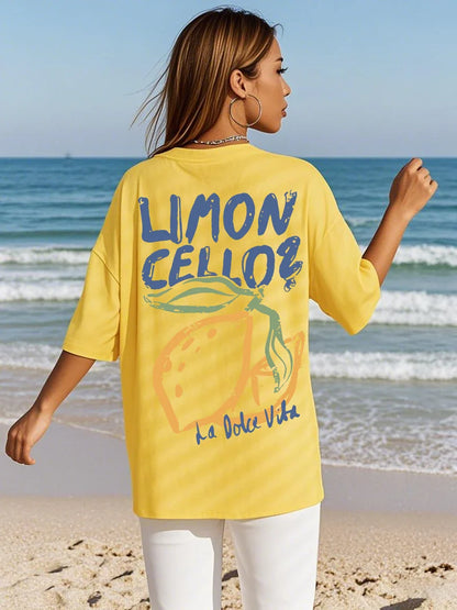 Lemon Graphic Loose Cotton T-shirt