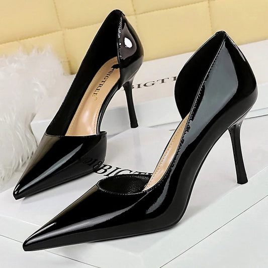 Patent Leather Stiletto Pumps - 8 cm Heels - Fashionable Party Shoes for Women