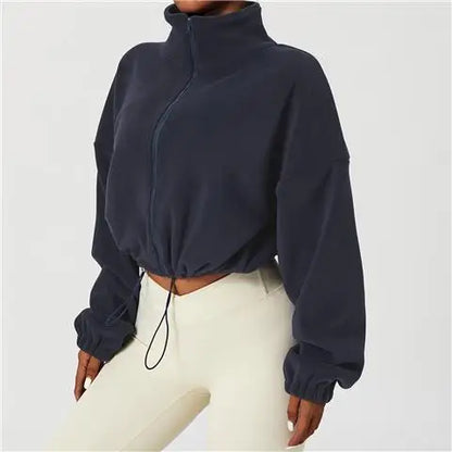 Patchwork Shirring Zipper Coat
