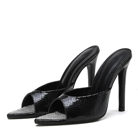 Summer Thin High Heels Rhinestone Slippers for Sexy Party Strippers