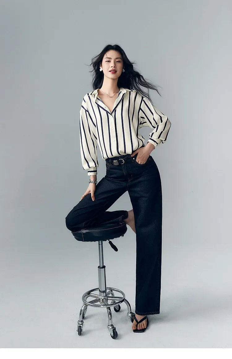 | Stripe Satin Blouse