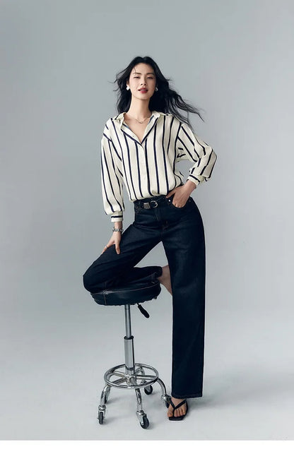 | Stripe Satin Blouse