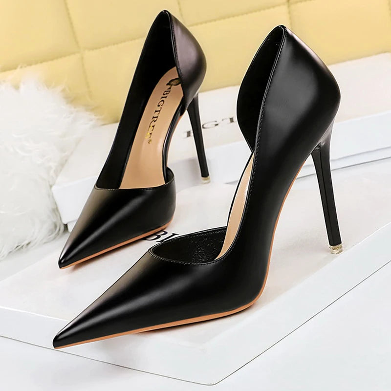 Pu Leather High Heels Stiletto Luxury Banquet Shoes for Women