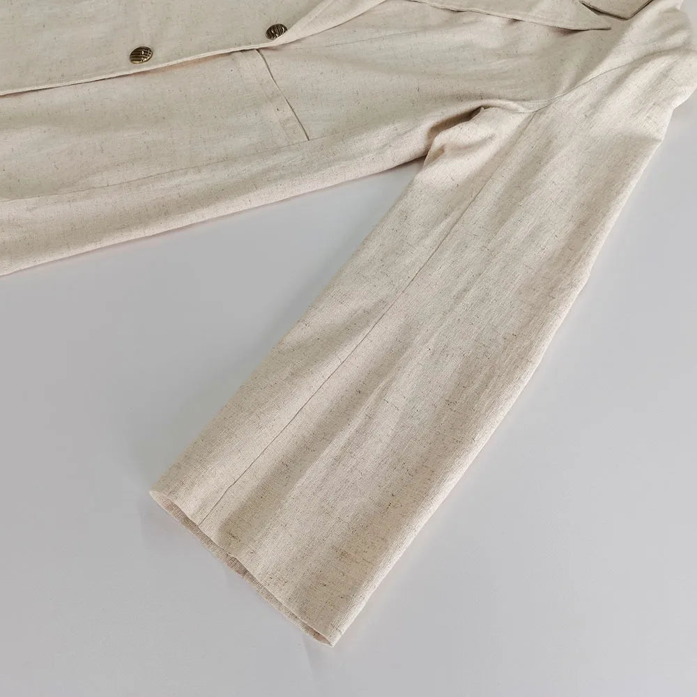 Textured Solid Suits For Women Double Breasted Long Sleeve Outerwear+Raw Hem Shorts Sets Casual Fashion Two-piece Set