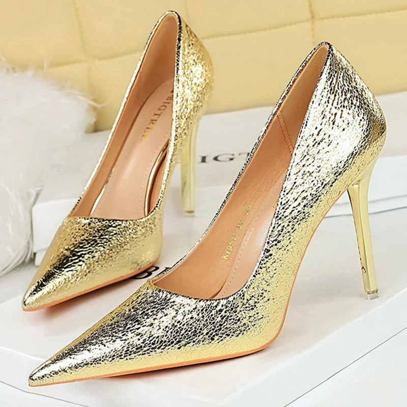 Sequin Cloth Women Pumps Fashion Wedding Shoes Lady High Heels - Luxury