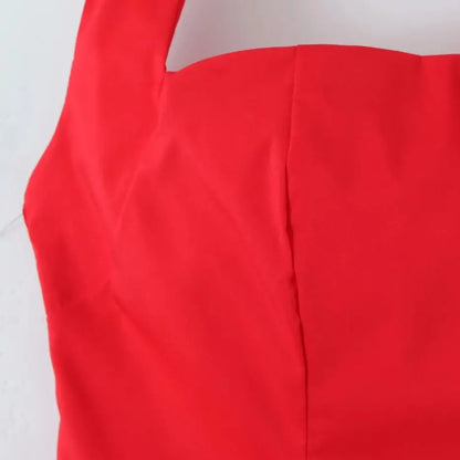 Bow Halter Slash Collar Lacing-Up Back Mini Dress