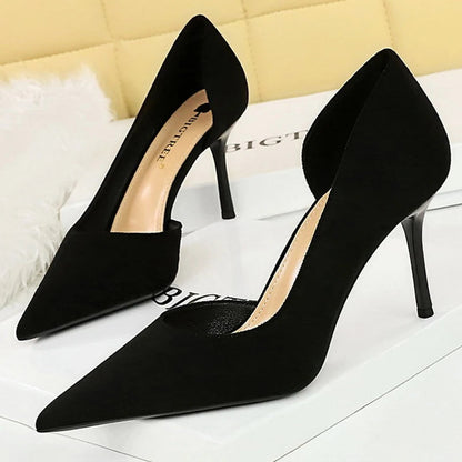 Stylish Minimalist Slim Heel High Heels Suede Ladies Shoes Stiletto Comfort Women Heels