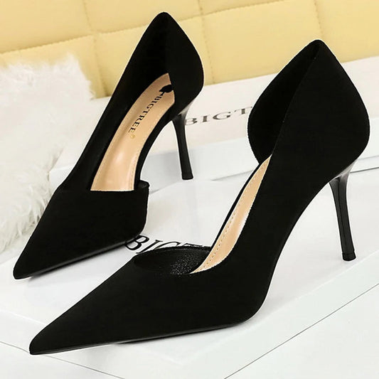 Stylish Minimalist Slim Heel High Heels Suede Ladies Shoes Stiletto Comfort Women Heels