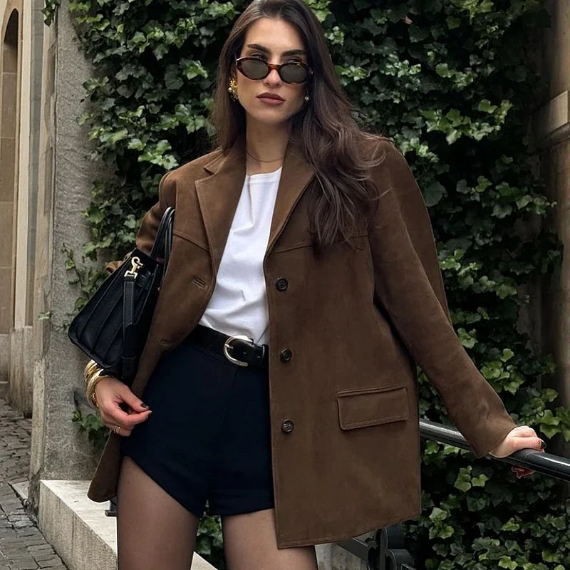Suede Vintage Brown Leather Coat